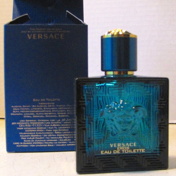 Versace Eros Eau de Toilette Natural Spray Empty Bottle and Box 1.7 US oz - Picture 1 of 10
